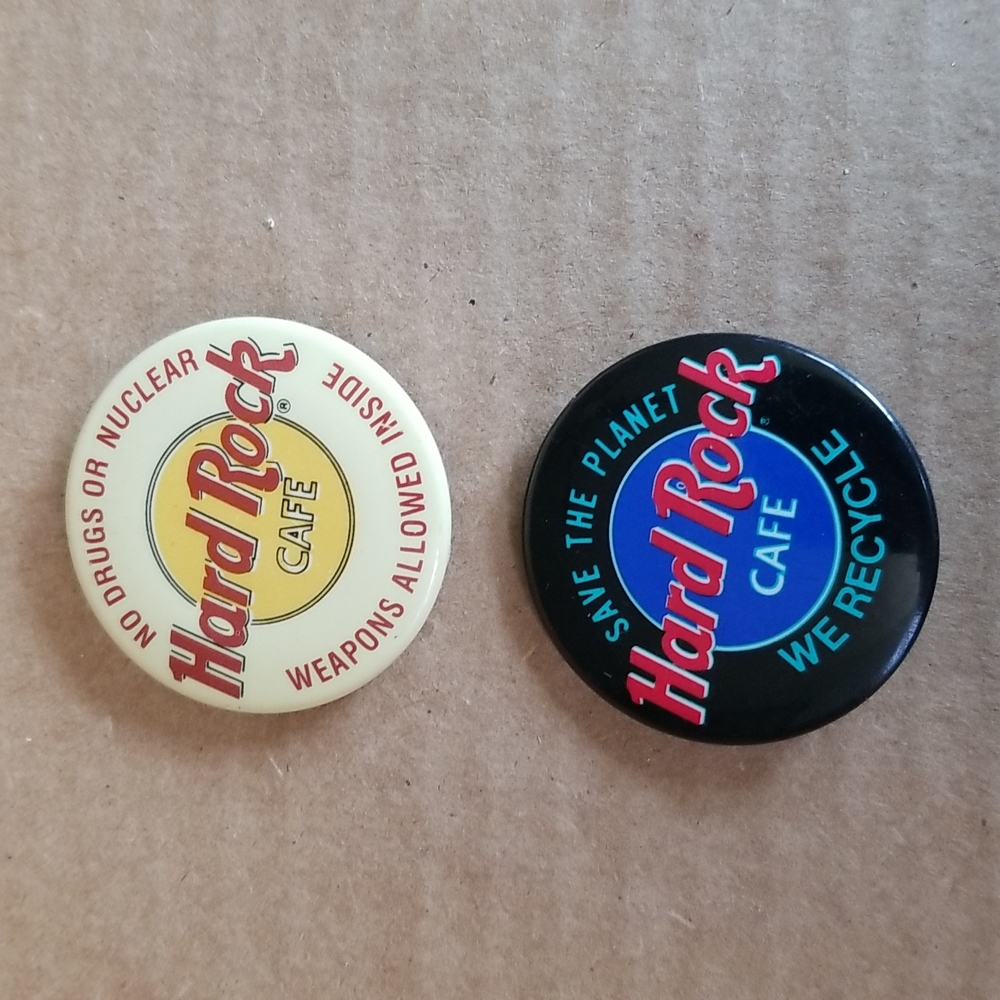 HARD ROCK CAFE No Drugs or Nuclear weapons allowed inside pins 2